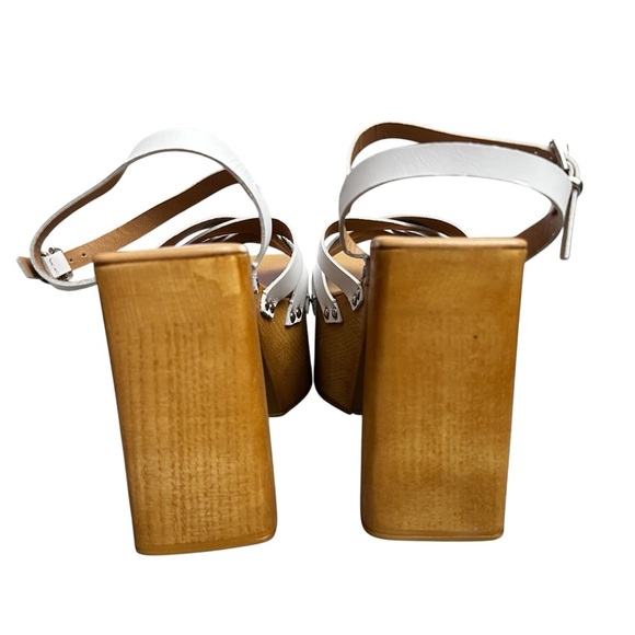 Steve Madden Caileen White Leather Y2K Chunky Platform Block Heel Sandals - Picture 5 of 11